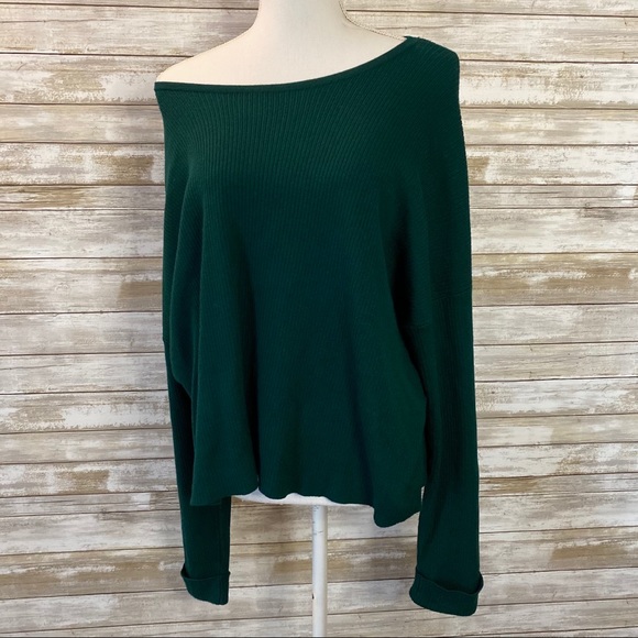 Plus Forest Green Ribbed Dolman Sleeve Sweater - Picture 12 of 12